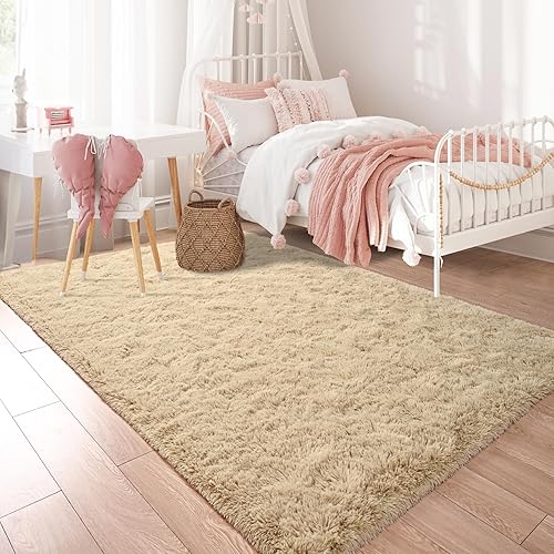 Miniatura 7 de Keeko Alfombras esponjosas para dormitorio, sala de estar, 4 x 5.3 pies, alfombra de noche de felpa suave, alfombra moderna para interiores,