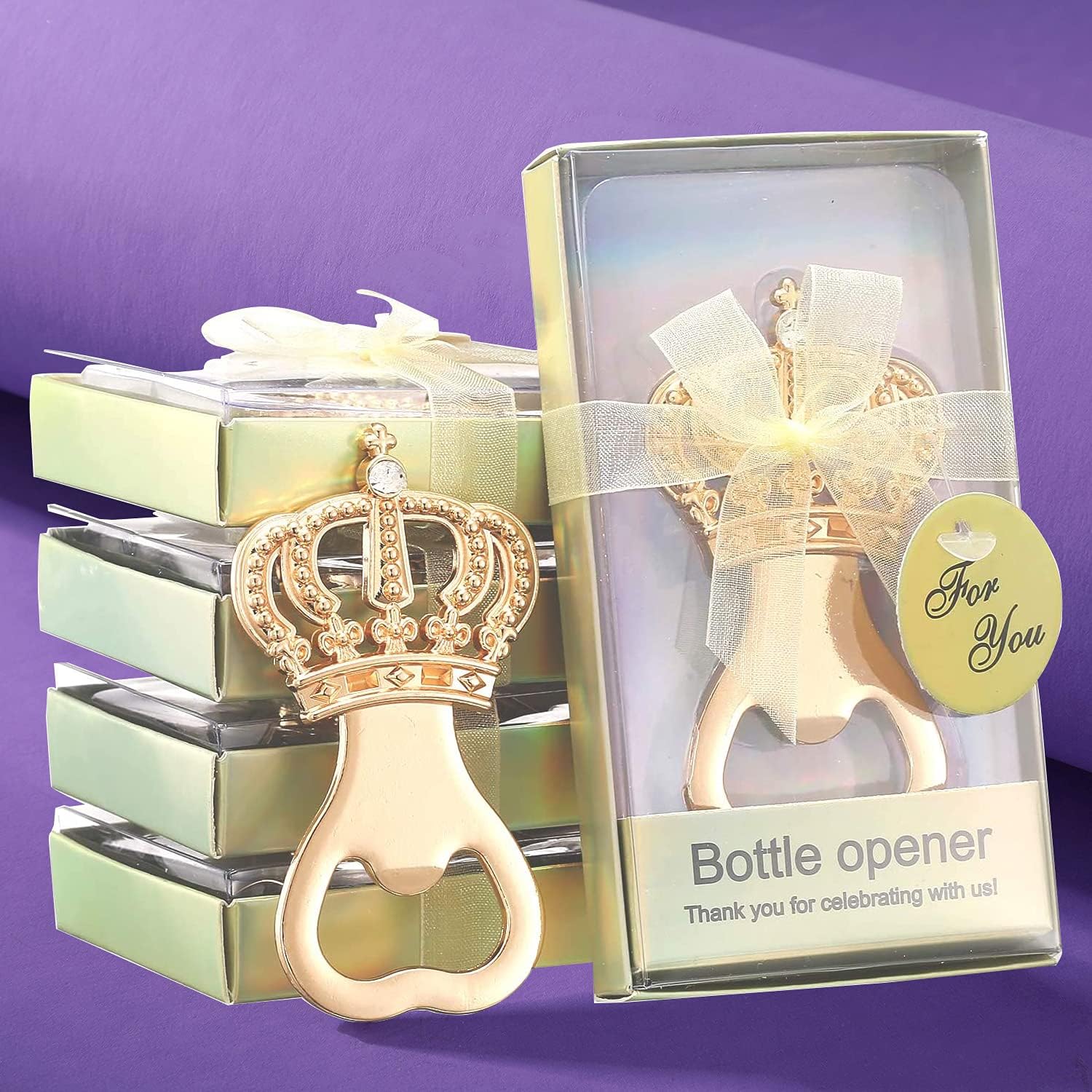 ONETOPS 24PCS Crown Baby Shower Bottle Opener Favors Crown Gifts Baby Baptism Prizes Baby Birthday Souvenir Party Favor Wedding Bridal Shower Return Gifts for Guest (24, Crown Opener)