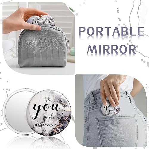 Miniatura 3 de Tradder 48 piezas de 2.76 pulgadas, mini espejo compacto inspirador a granel You Make a Difference, espejo de bolsillo de maquillaje para mujeres,