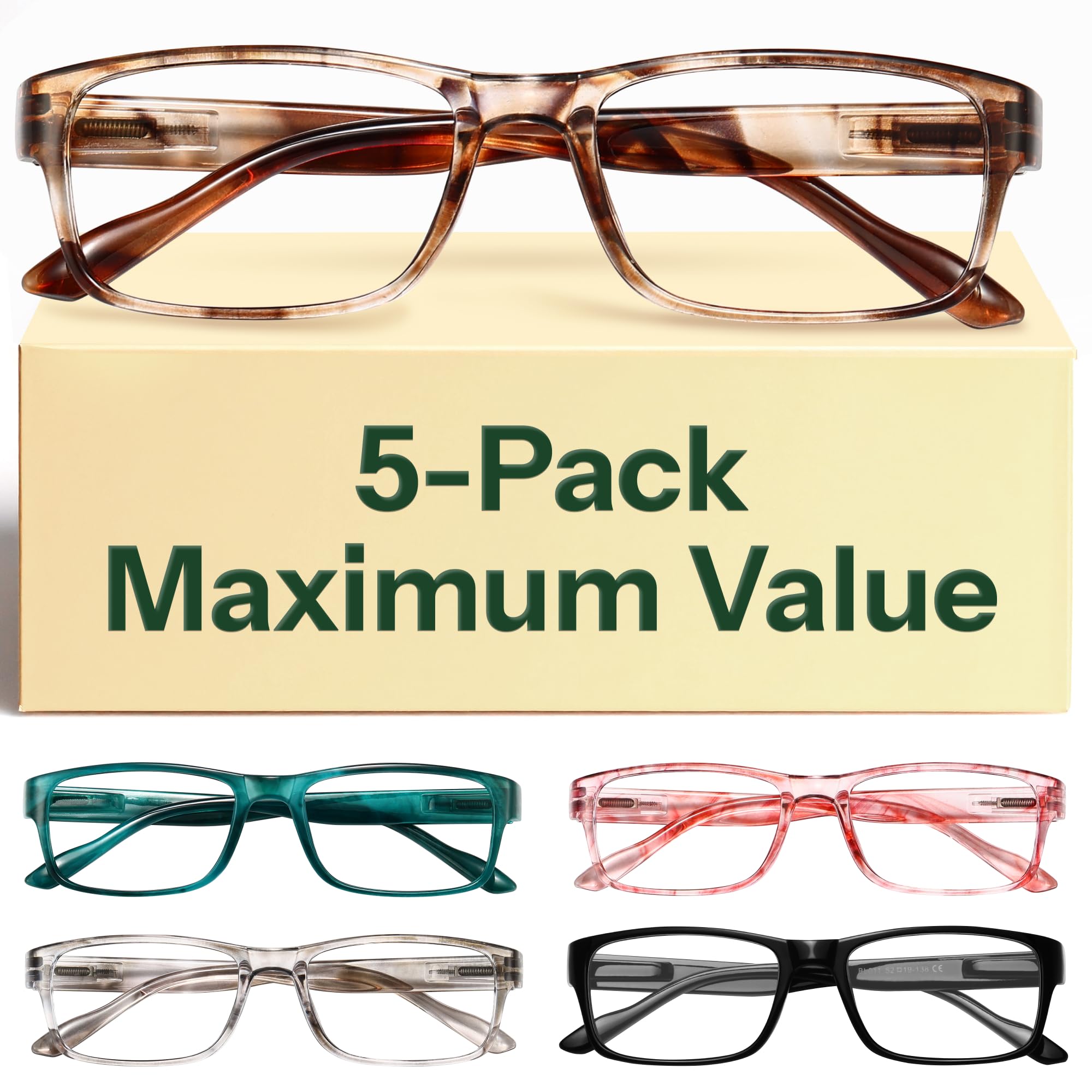 Gaoye Dawn Stones 5-Pack Blue Light Reading Glasses | All Day Computer Readers - main product image