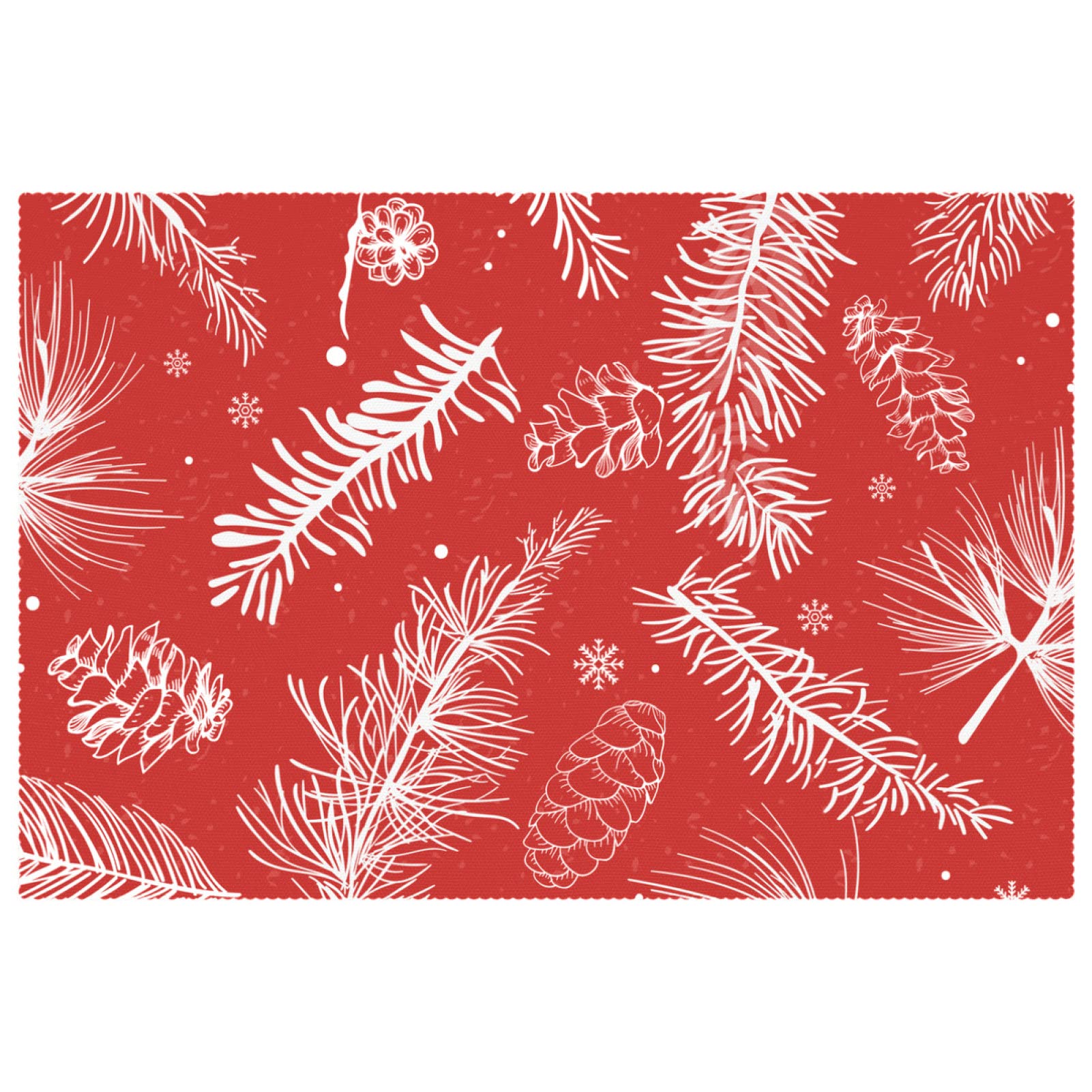 Sets de table tissu Oxford blanc motif flocon de neige lavable résistant chaleur