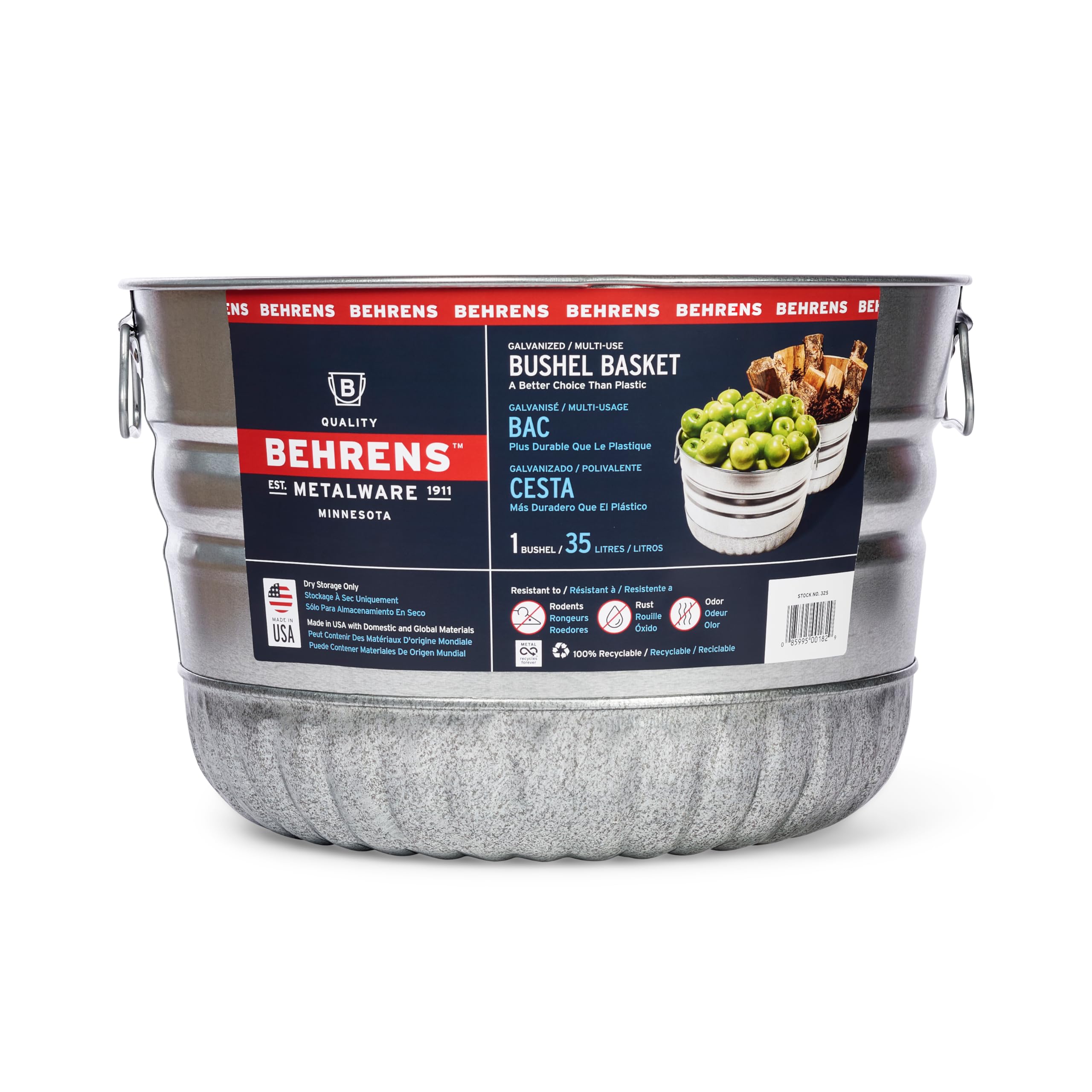 Behrens Galvanized Bushel Basket (1 Bushel)