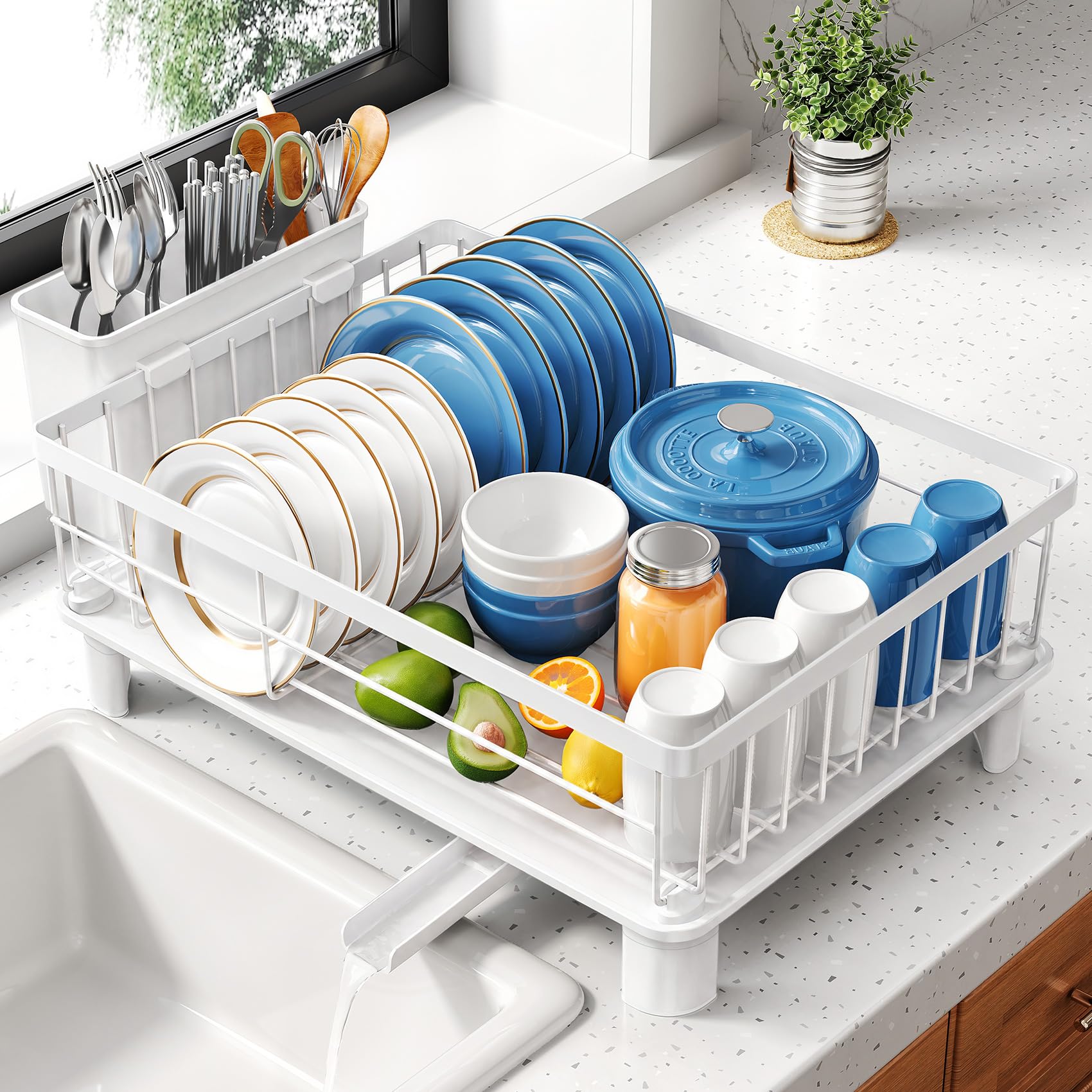 Photo 1 of SNTD Dish Drying Rack - White, 16.9" L x 12.9" W