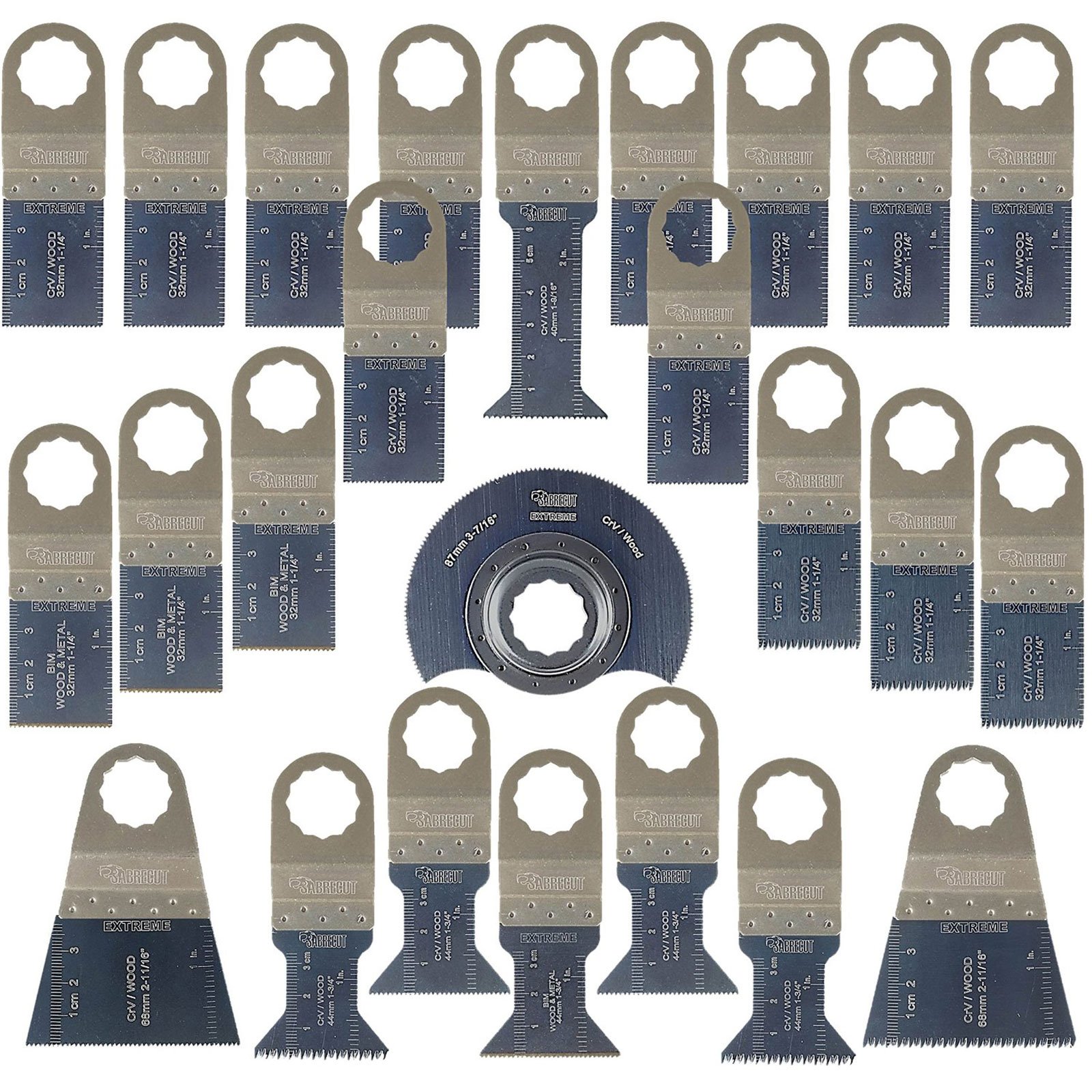 25 x SabreCut SCK25A Mix Blades Compatible with Fein SuperCut and Festool Vecturo (Non-StarLock) Oscillating Multitool Multi Tool Accessories