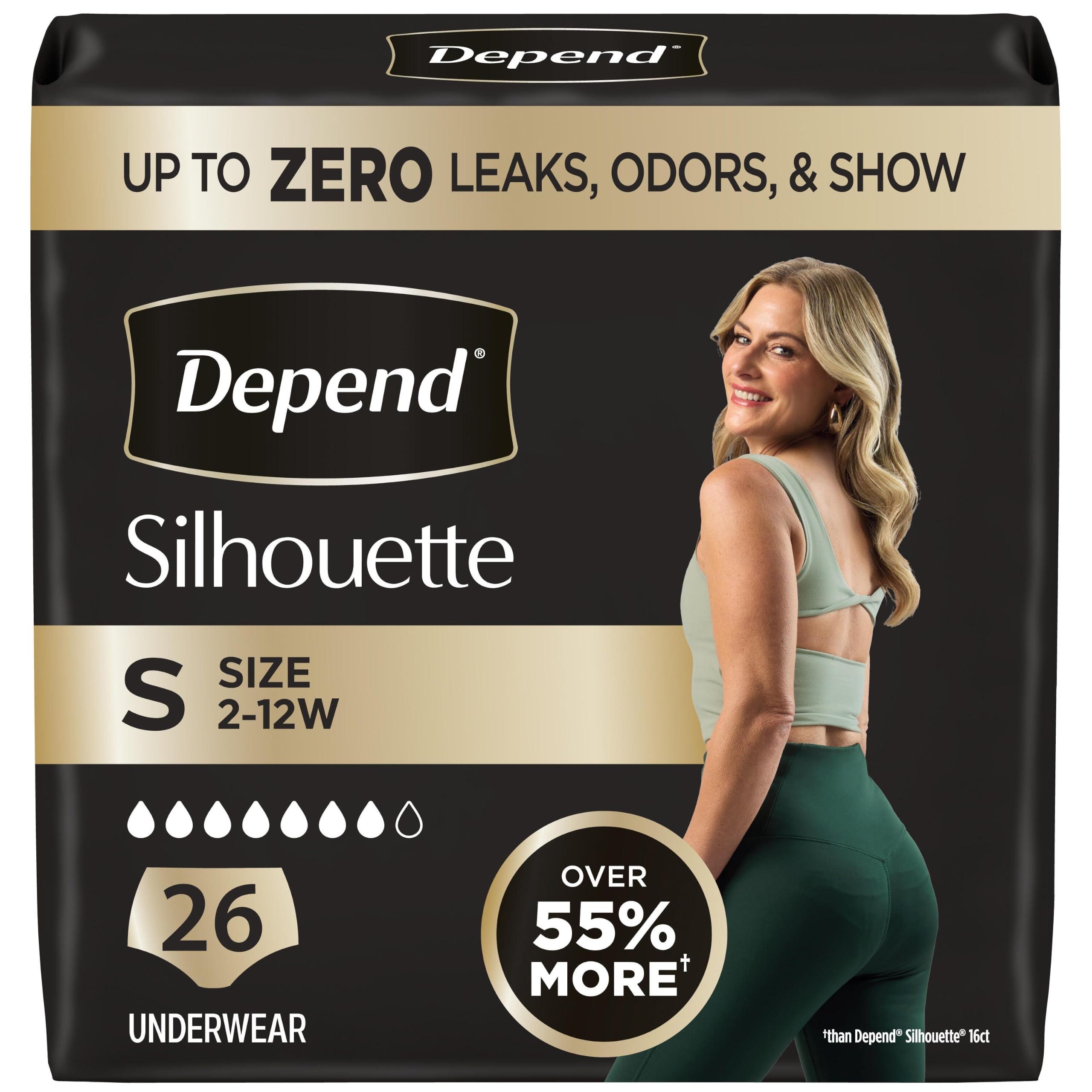 Depend Silhouette Incontinence Underwear for Women, Small, 26 Count
