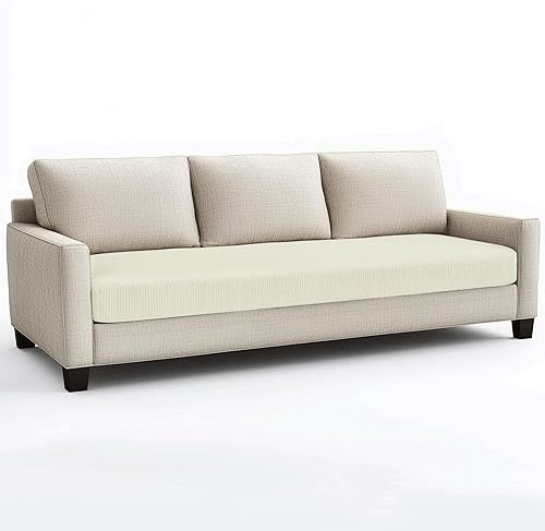 Miniatura 9 de CHUN YI - Funda elástica de cojín para sofá de 3 plazas, funda de asiento de sofá con tela jacquard de elastano (grande, color marfil blanco)