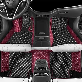 Custom car Floor mat is Compatible for Mercedes-Benz，to All Models for Benz (2000-2025) C260/C200/S500/ A260/ B200，Luxurious ‌All-Weather car Floor MATS. (Black Rice & WineRed)