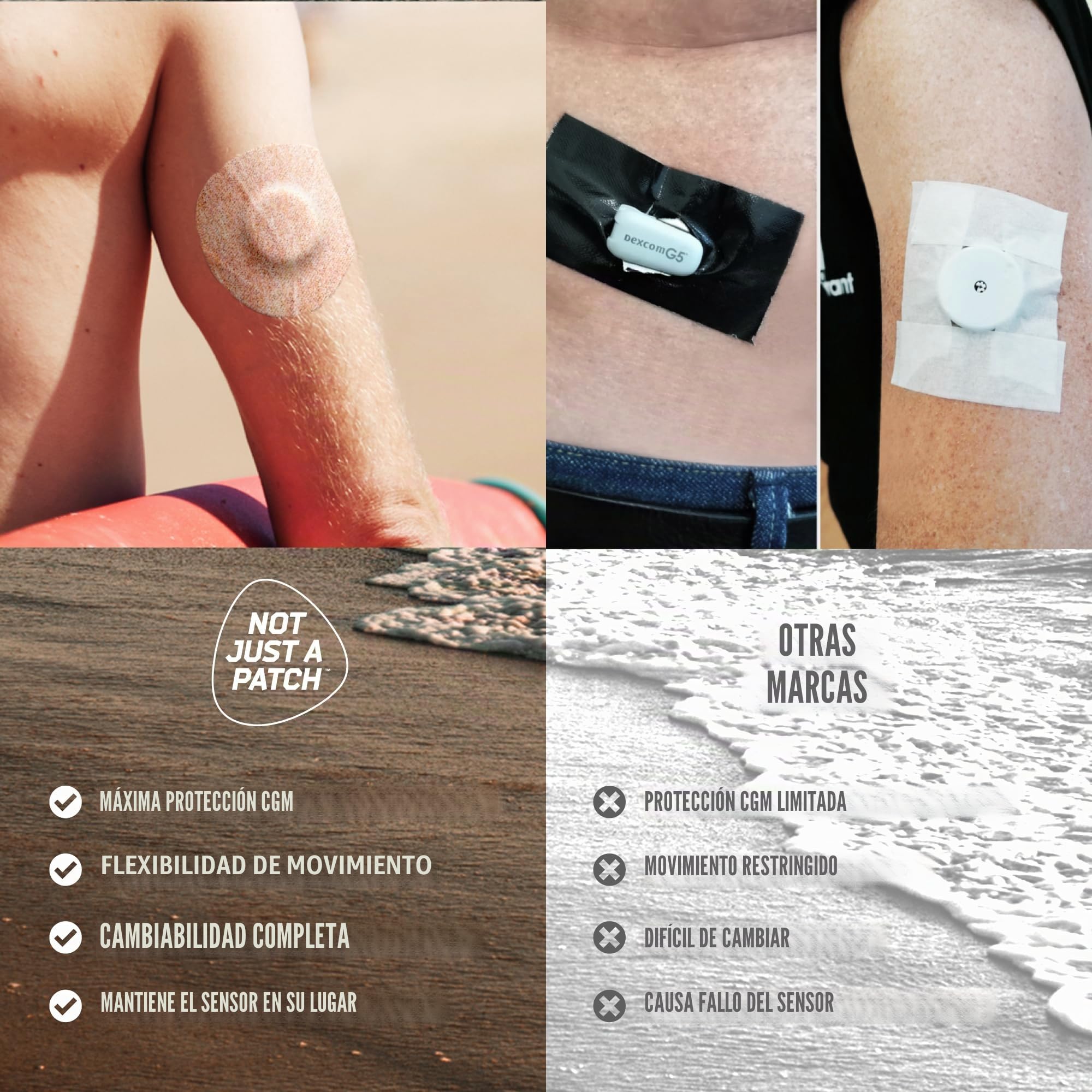 Not Just A Patch Air Decome G7 Parches adhesivos (paquete de 20) - Parches para Stelo CGM y Dexcom G7 con cubiertas de sensor duraderas y de gran sujeción - Beige