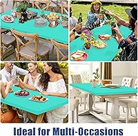 Vista 9 de Paquete de 2 manteles rectangulares de elastano de 4 pies, elásticos y ajustables para pícnic, cubierta de mesa de patio elástica y lavable