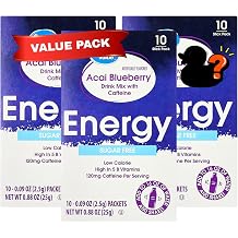 Sugar Free Drink Mix Sticks, Blueberry Acai Powdered Beverage, 10 Count Pack of 3 with Rubber Duck Toy