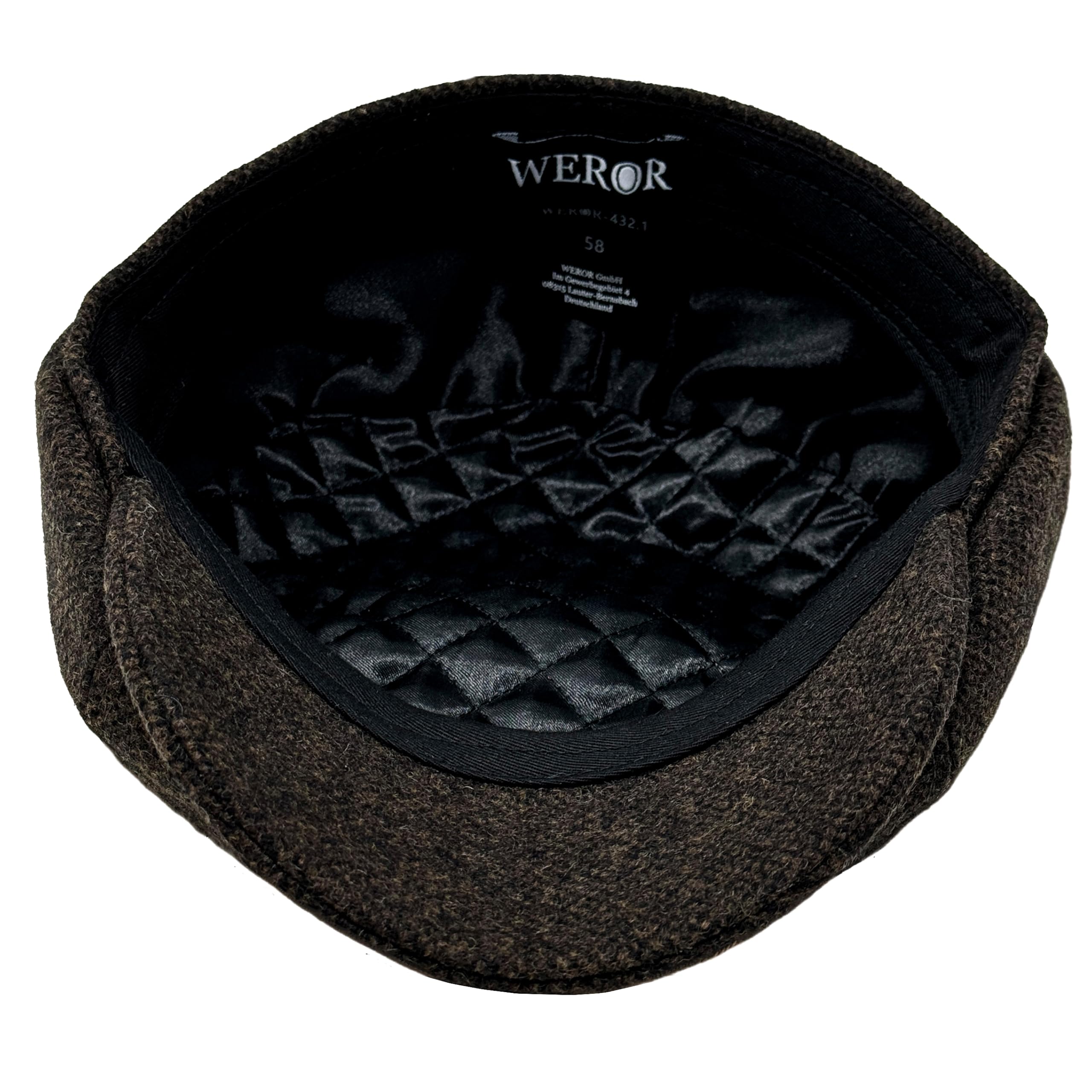 Schiebermütze Herren – Schirmmütze Flatcap Newsboy Cap – Mütze mit Steppfutter - 100% Wolle – WEROR-432.1