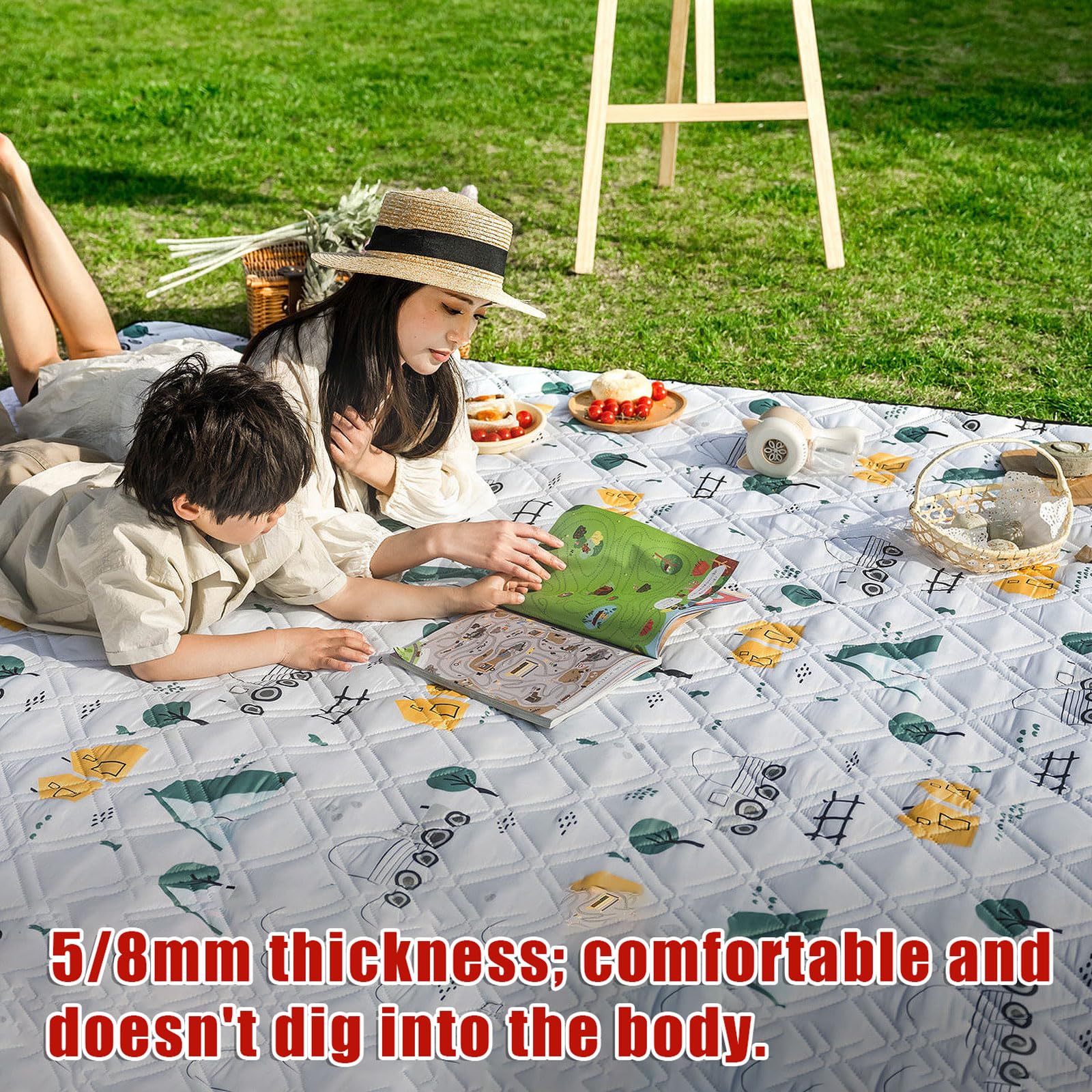 Colchoneta de Camping,Mantas de picnic impermeable,Mantas Grande de Picnic y Playa,esterilla de dormir plegable para camping,Engrosada y cómoda,Ligera y Portátil,para Acampar,al Aire Libre