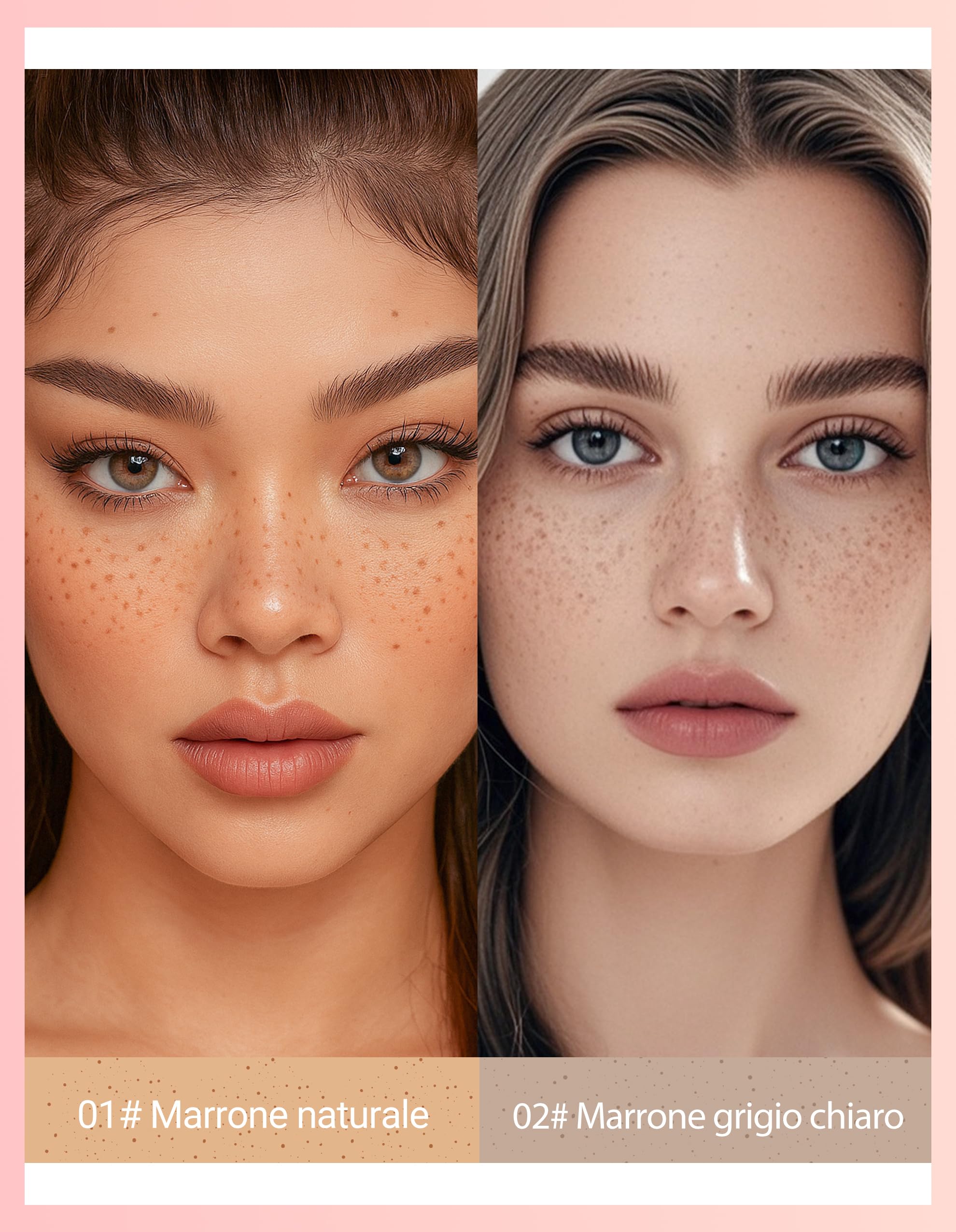 Erinde 2 in 1 Doppia Punta Penna per Lentiggini & Tampone per Lentiggini, Impermeabile e Durevole Freckle Tattoo, con Punta Precisa a 15°, Realistico Tatuaggio Liquido Naturale per Lentiggini #01+02