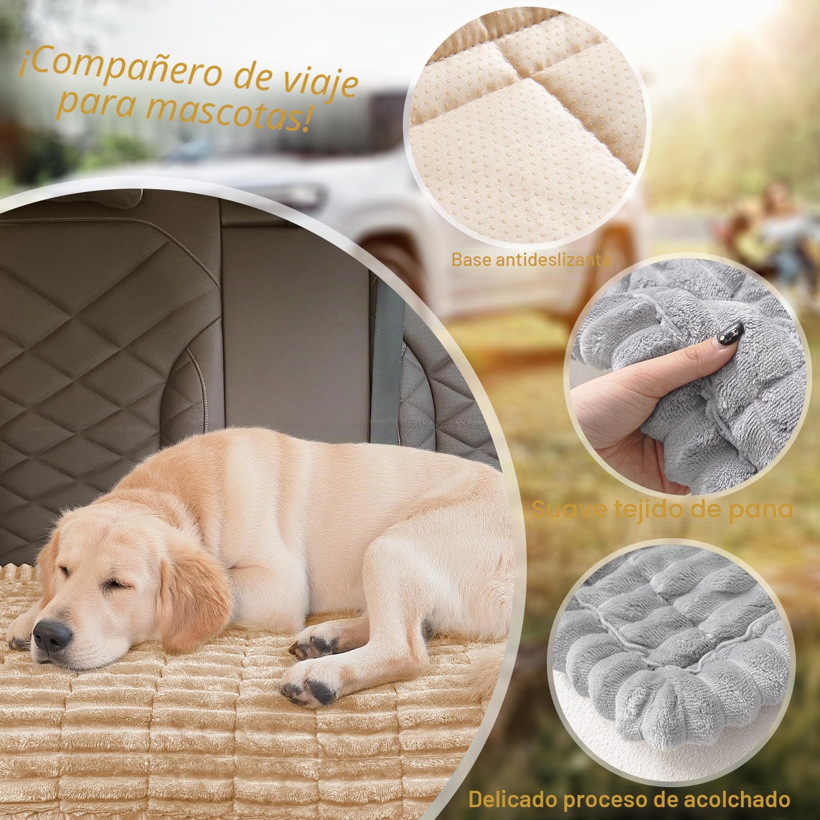 GKXLH Funda de asiento para perro – Alfombrilla suave trasero antideslizante para cama de perro y asiento de coche