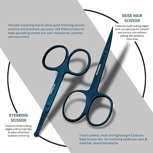 Miniatura 4 de Utopia Care - Tijeras de cabello facial curvadas y redondeadas para hombres, tijeras para bigote, pelo de nariz y barba, uso seguro para cejas,