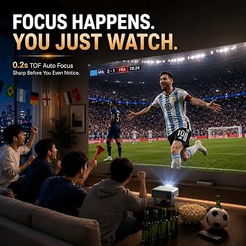 [4600 ANSI] 4K Projector with WiFi and Bluetooth,TOF Real-Time Auto Focus Projector, AuKing Outdoor Movie Home Proyector with Omni-Adjustable Stand(silver grey)