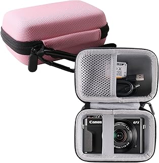 WERJIA Hard Carrying Case for Canon PowerShot G7X Mark III/G7X Mark II/G7 X Digital Camera,Fits USB Cable and Extra Batteries (Storage case, Pink)