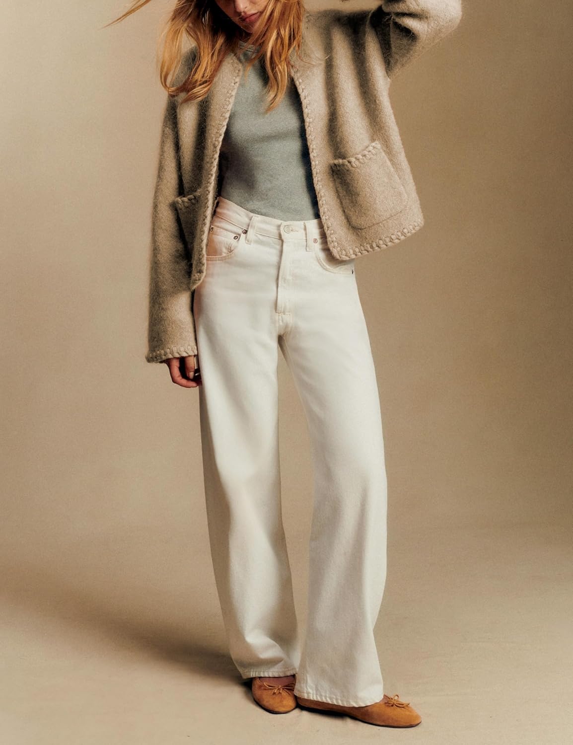 Womens Knit Cardigan Braided Sweaters Trim Open Front Sweater with Pockets Oversized Casual Outerwear Fall Winter - Image 4