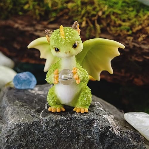 Miniatura 5 de Top Collection Rex The Green Dragon - Mini figura coleccionable de fantasía (orbe de cristal)