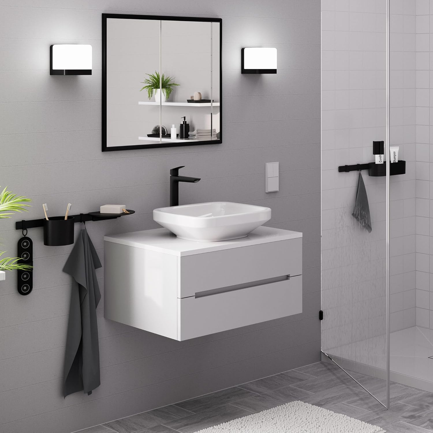 Hansgrohe 71258670 Logis Single Lever Basin Mixer 240 Fine Without Waste Set, matt Black, spout Height 240mm