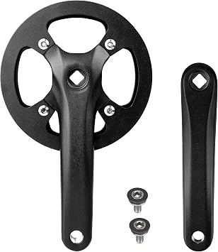 WEEROCK Mountain Bike Crankset with 170mm Arm, Steel 1 Piece 38/40T/42T Charing Single Alumininum Alloy Cover Crank Set 104 BCD, for Single Speed Bicycle and 6/7/8/9/10/11 Speeds MTB Bike, Black