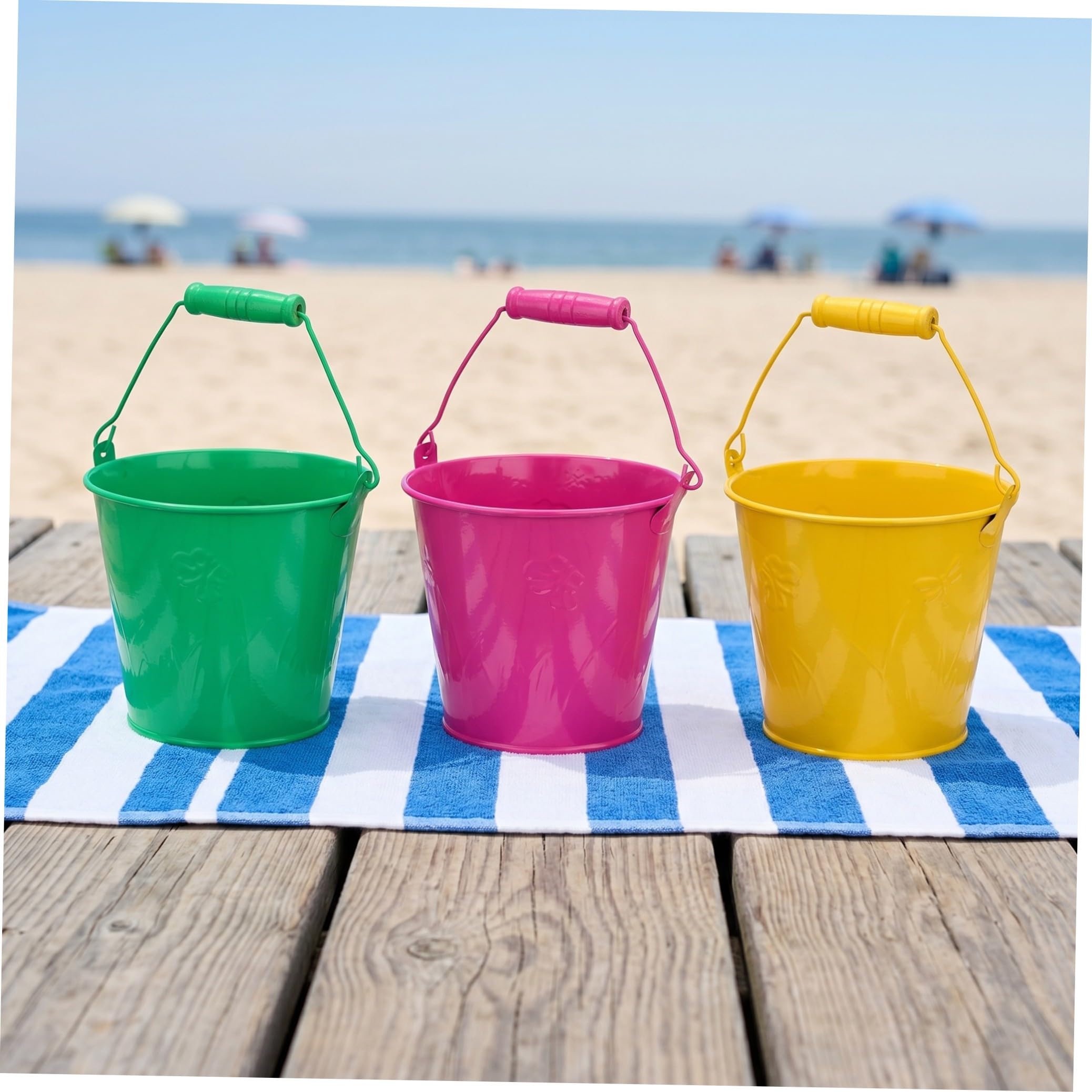 NOLITOY Jouet de Plage Seau en Fer 6 Pcs, Jouet de Seau Maternelle