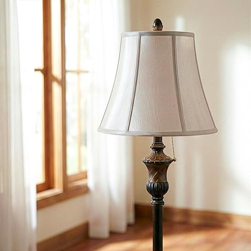 Miniatura 7 de Brightech Sophia LED Floor Lamp, Tall Mid-Century Modern Lamp with Bell Shape Fabric Shade, Great for Bedroom & Living Room Decor - Bronze