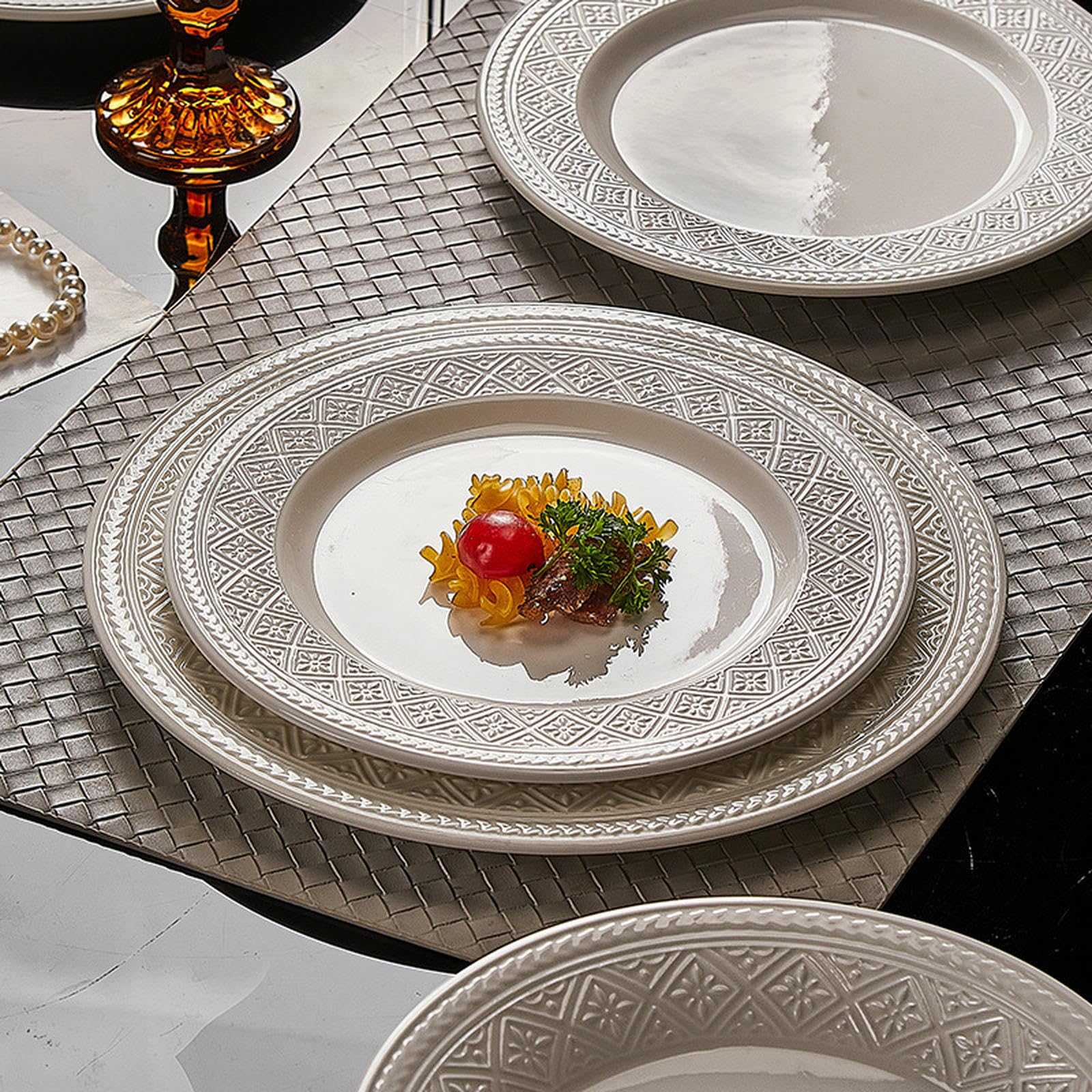 Cuenco de arroz de cerámica retro bajo vidriado para el hogar, vajilla personalizada en relieve, plato de arroz de 8 pulgadas