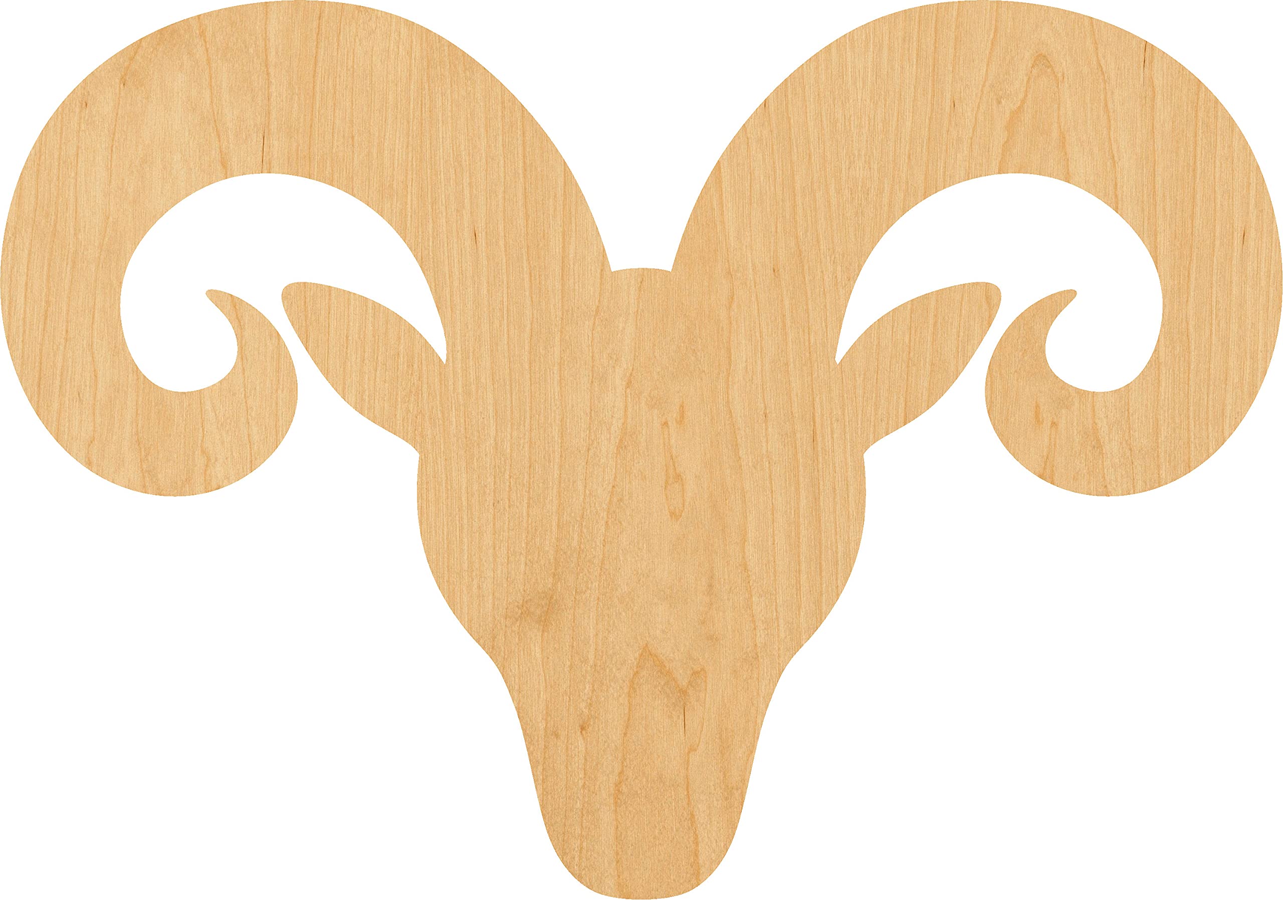 Ram Head Laser Cut Out Wood Shape Craft Supply - 4 Inch