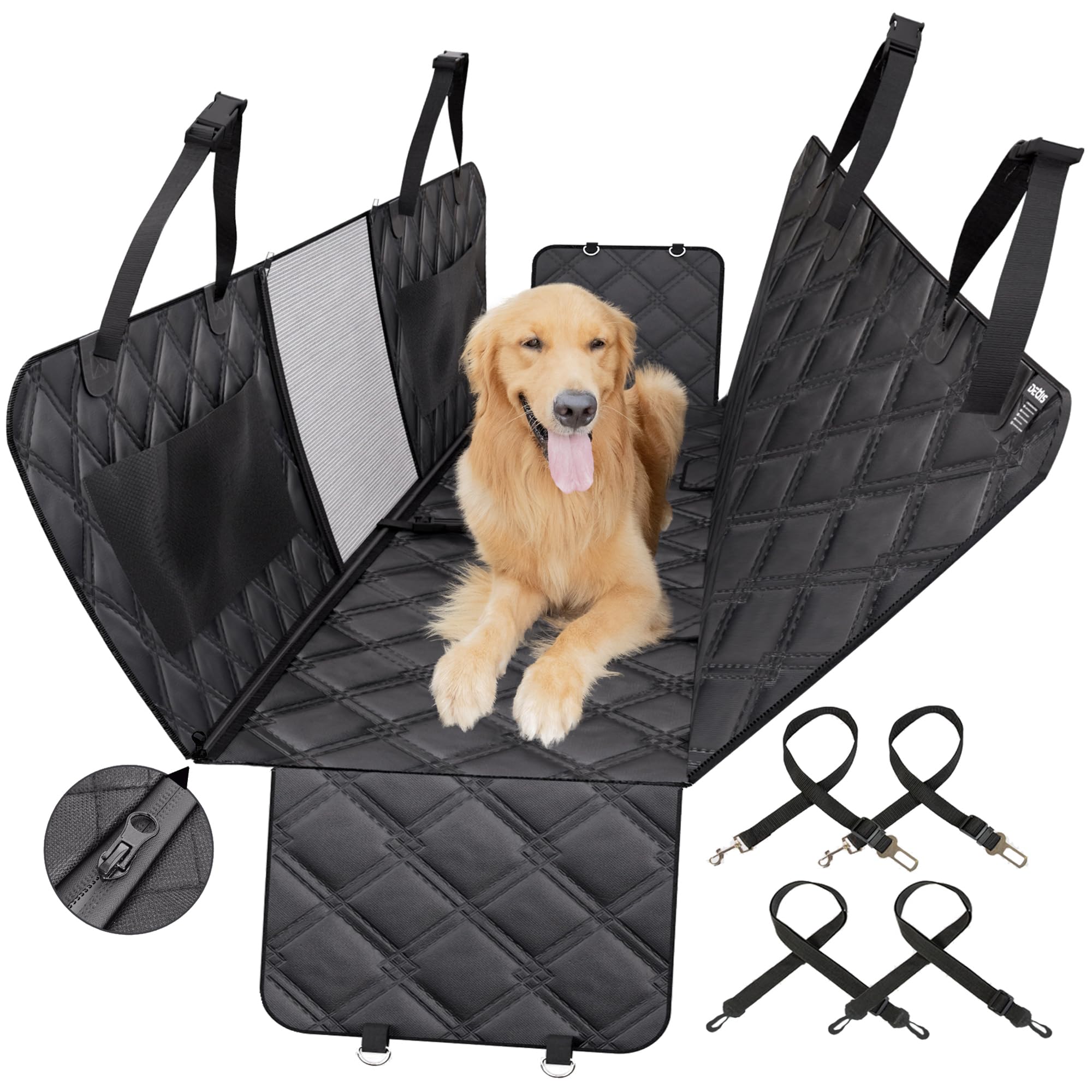 Funda Impermeable Para Asiento De Coche Perros – Antideslizante, Con Ventana De Malla, 137x147 Cm