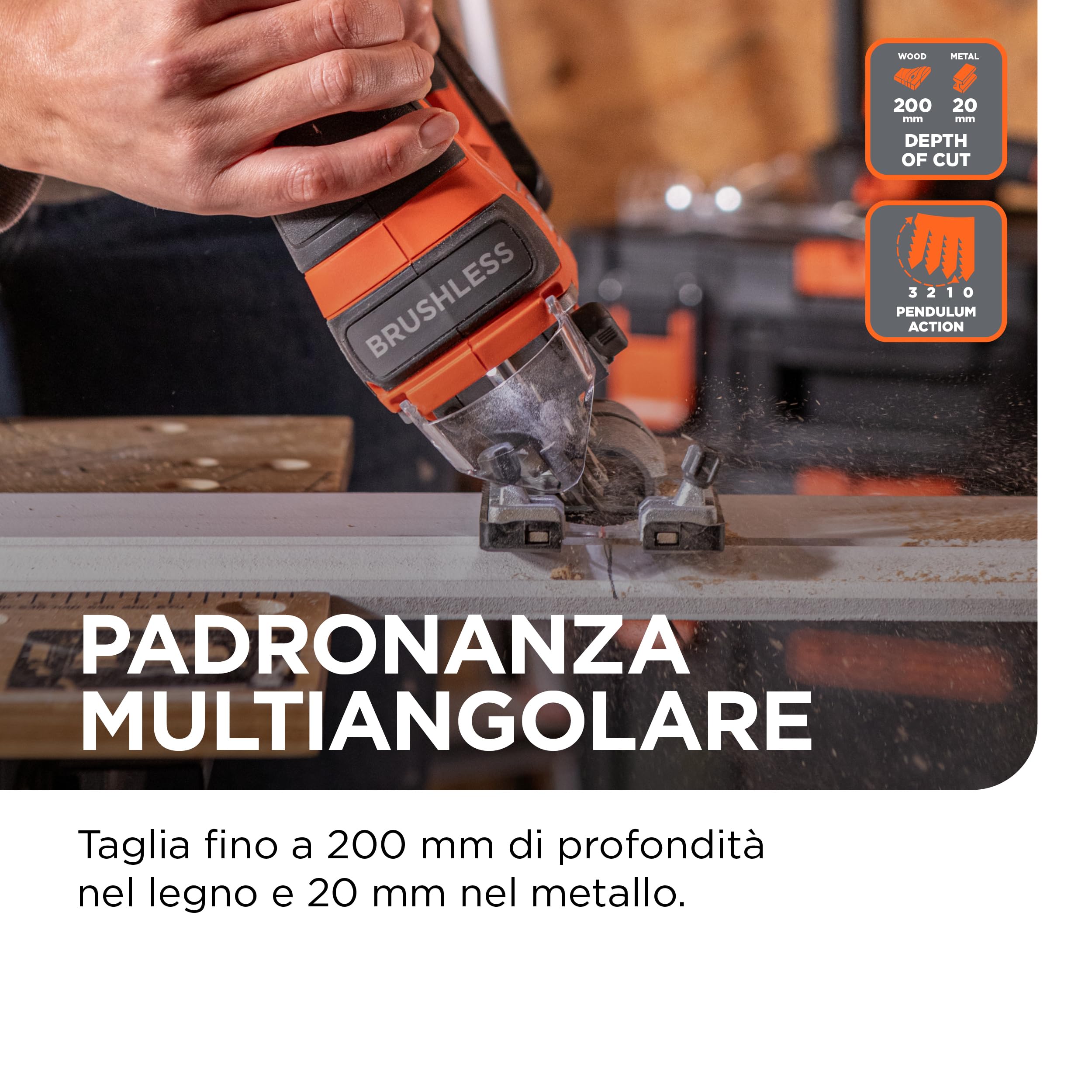 BLACK+DECKER Seghetto Alternativo a BatteriaBrushless, Solo Corpo Macchina 18V, con 6 Lame,Batteria Non Inclusa, BLCJS78NZ-XJ