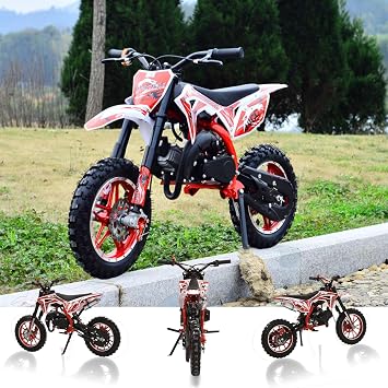 50CC Dirt Bike for Kids, Gas Dirt Bike, Mini Gas Bike Motocross with Front Rear Disc Brakes, Gas Off Road Pocket Motorbike, Mini Pit Bikes, Racing Max Speed 25MPH