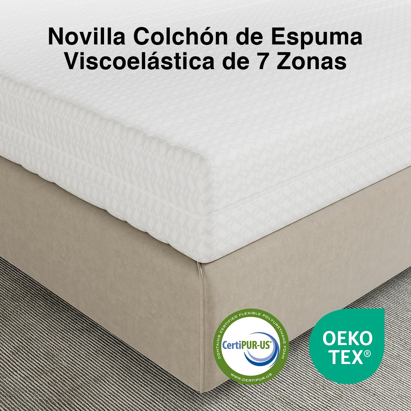 Novilla Colchón 90x190 de 7 Zonas de Espuma fría | Tamaño Seleccionable | Funda Transpirable Lavable a 60° | Certificación Öko-Tex y CertiPUR-US | Colchón Enrollado, Altura 14 cm