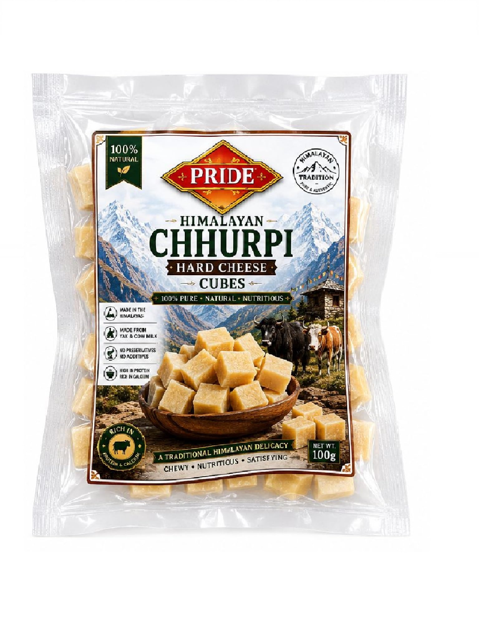 Cubes Himalayan Chhurpi – Authentic Smoke Dried Himalayan Yak Milk Cheese (100gms)-image-42