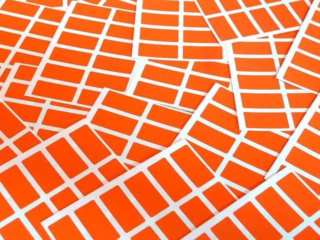 200 Labels, 25x12mm Rectangle, Orange, Colour Code Stickers, Self-Adhesive Sticky Coloured Labels