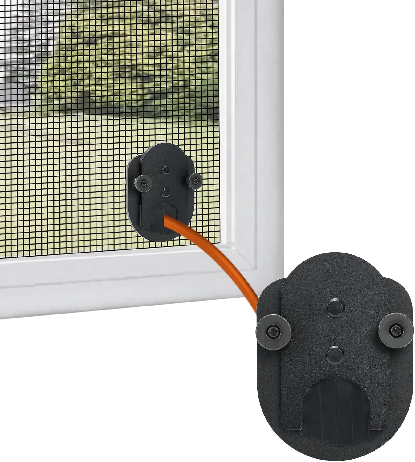 Window Screen Pass Through Attachment (AA) - Bring Inside Power Outside, for 1/3"-4/5" Cables or Hoses, Fits on Any Standard Window Screen, Dust Proof, for Rv, Pet Cameras, Various LED Lights