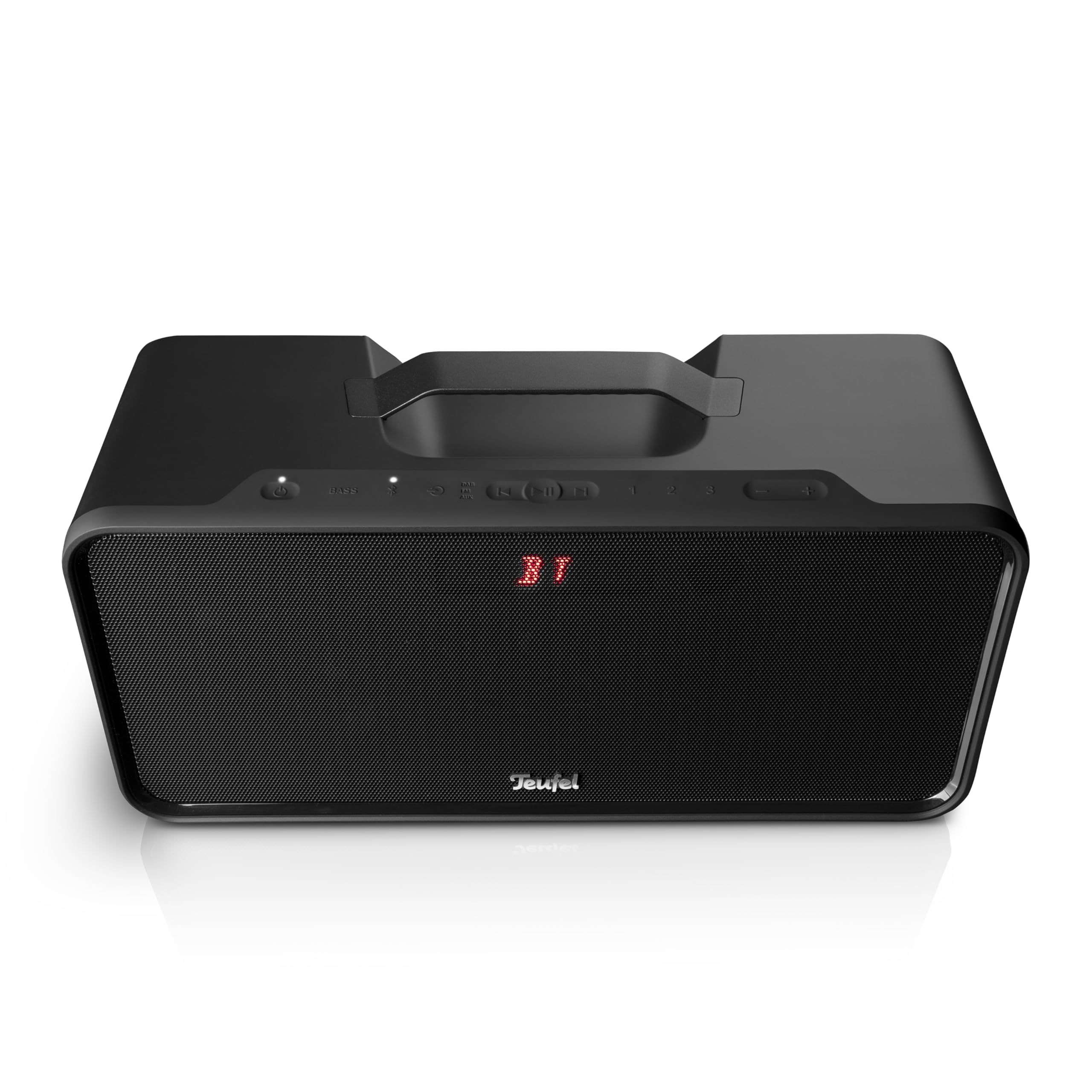 Teufel BOOMSTER 4 Robuster Bluetooth Lautsprecher mit 2.1-Stereo-System Soundsystem DAB+ und FM-RDS-Radio, bis 23 Std. Akku, Schutz vor Strahlwasser nach IPX5-Norm, USB-C - Night Black