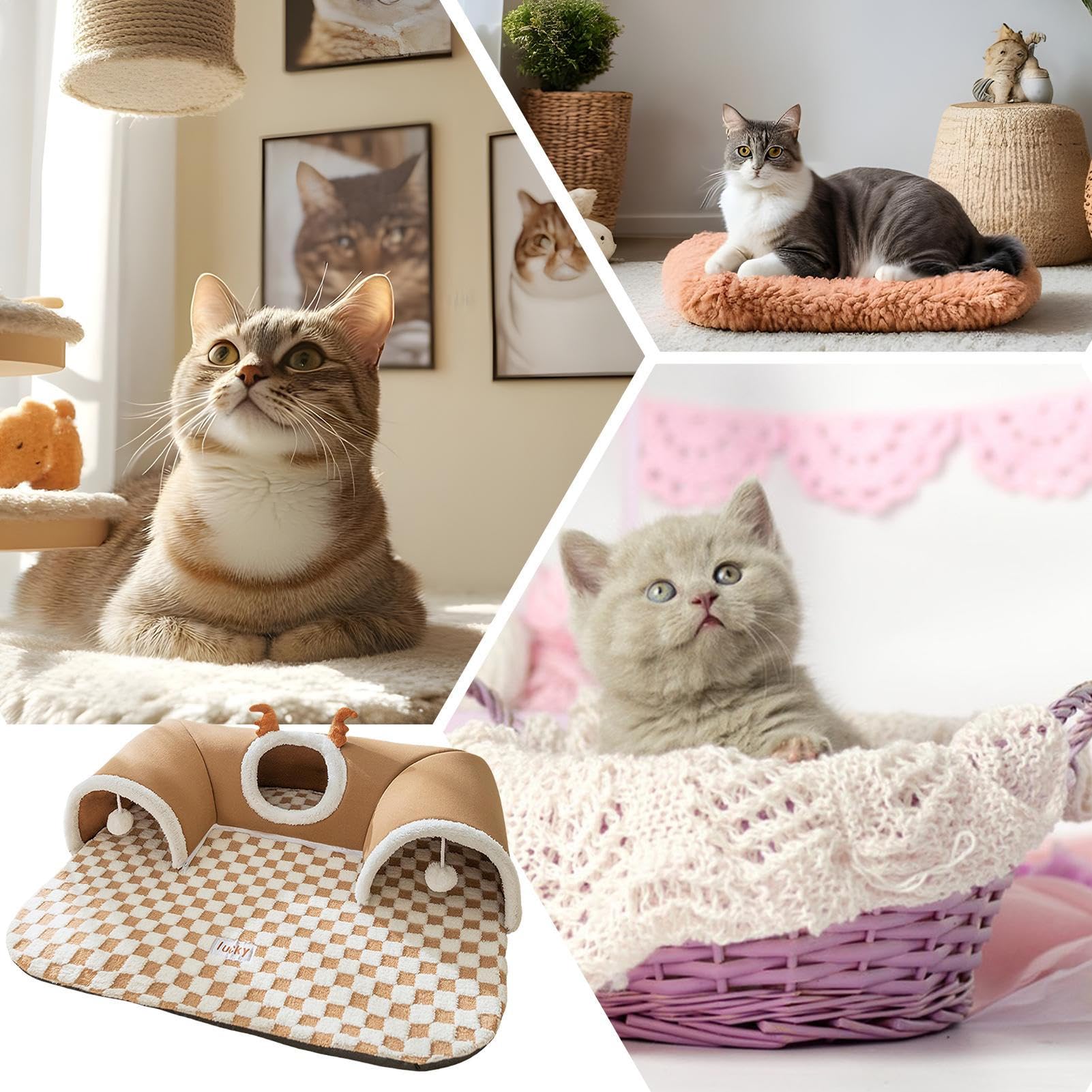 Cat Bed Tunnel, Pet Play Tunnel, 21.65x15.75 Inches Warm Shelter Tent, House Toys for Dog Puppy Kitten Animal Indoor Outdoor Wall Corner Games Resting Sleeping Outside Use