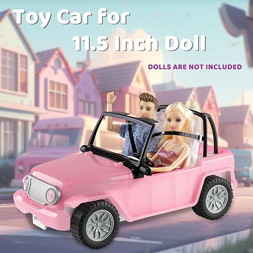 Miniatura 5 de Auto de juguete de moda para muñecas, vehículo de muñeca todoterreno que cambia de color bajo la luz solar, auto convertible de 2 asientos con