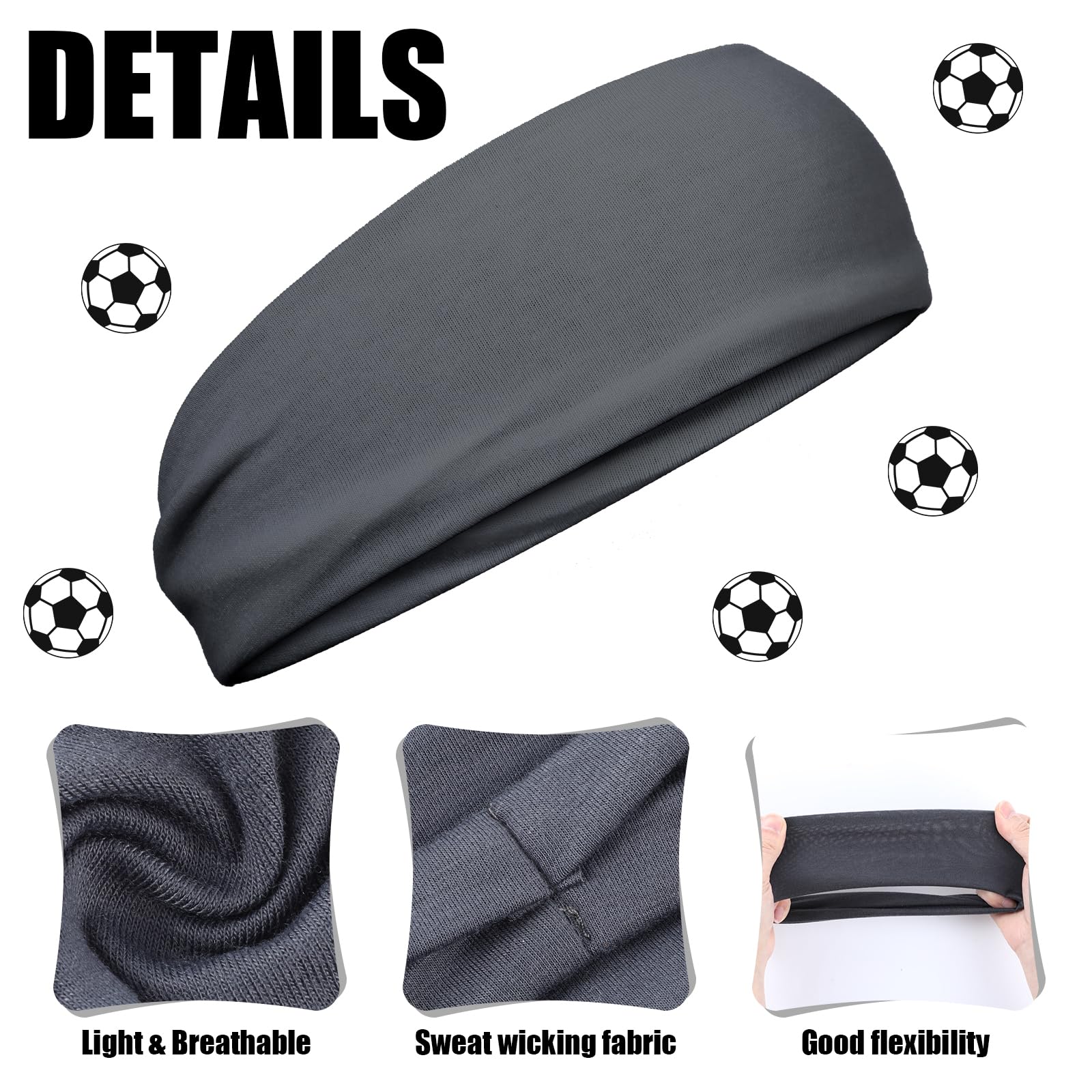 3 diademas para niños deportivas, suaves y transpirables, bandas elásticas antideslizantes para el sudor para niños, deportes, yoga, fitness, correr, gimnasio (negro, blanco, gris)