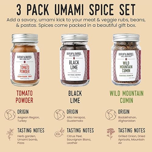 Miniatura 2 de Burlap & Barrel Juego de especias de origen único para tacos  Como se ve en Shark Tank! Comino de montaña salvaje, tomate secado al sol, lima negra