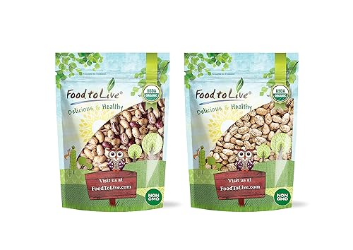Food to Live - Frijoles de arándano orgánicos, 1 libra y frijoles pintos orgánicos, 1 libra - Sin OMG, kosher, crudos, veganos