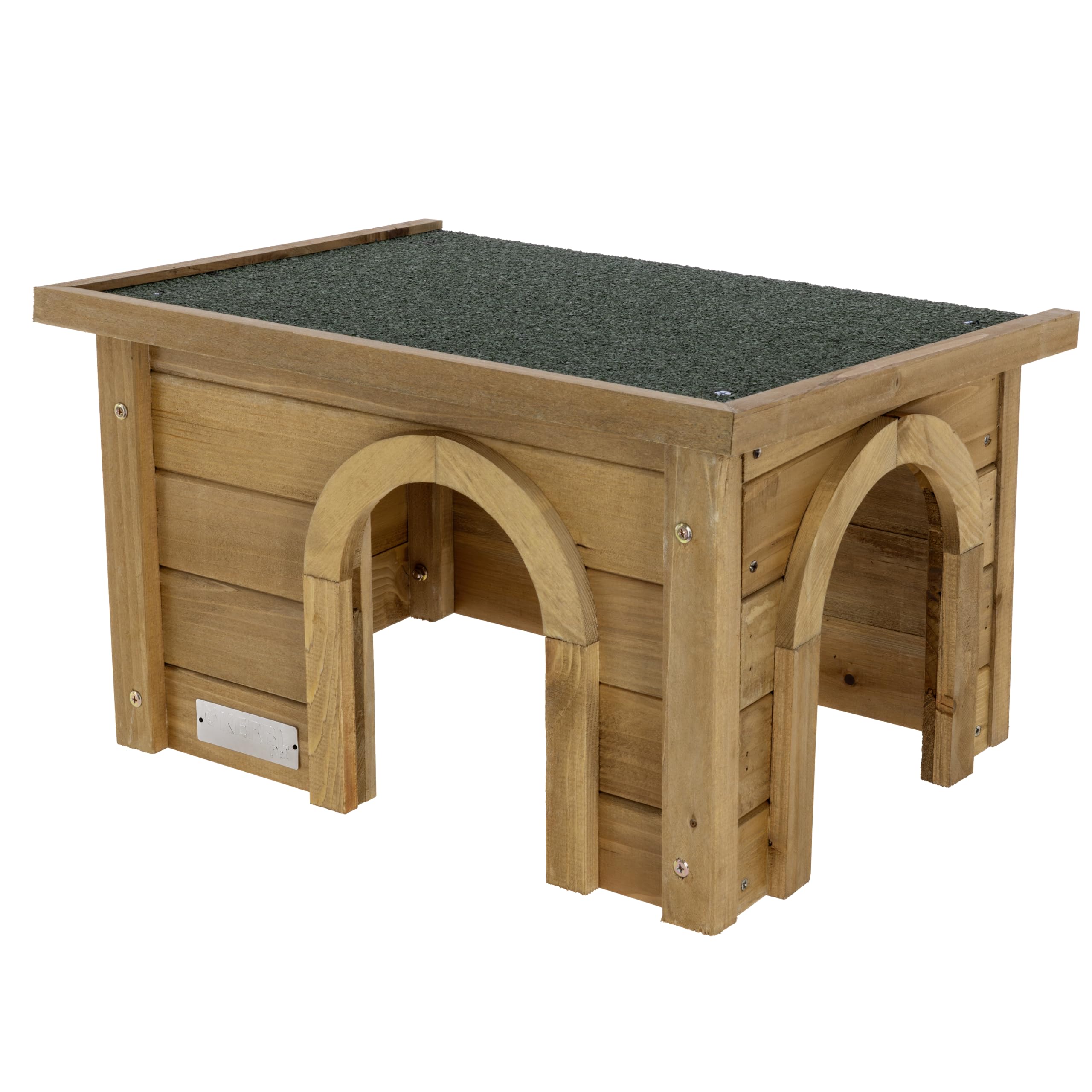 Kerbl Pet Nagerhaus, Kleintierhaus, Nagerhütte, 45x32x27cm, Spießtanne, Kunststoff, Nager, wetterfestes Dach, langlebig, robust