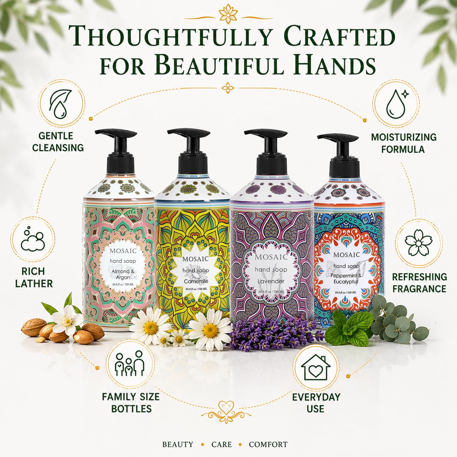 Mosaic Liquid Hand Soap Gift Set with Natural Oils