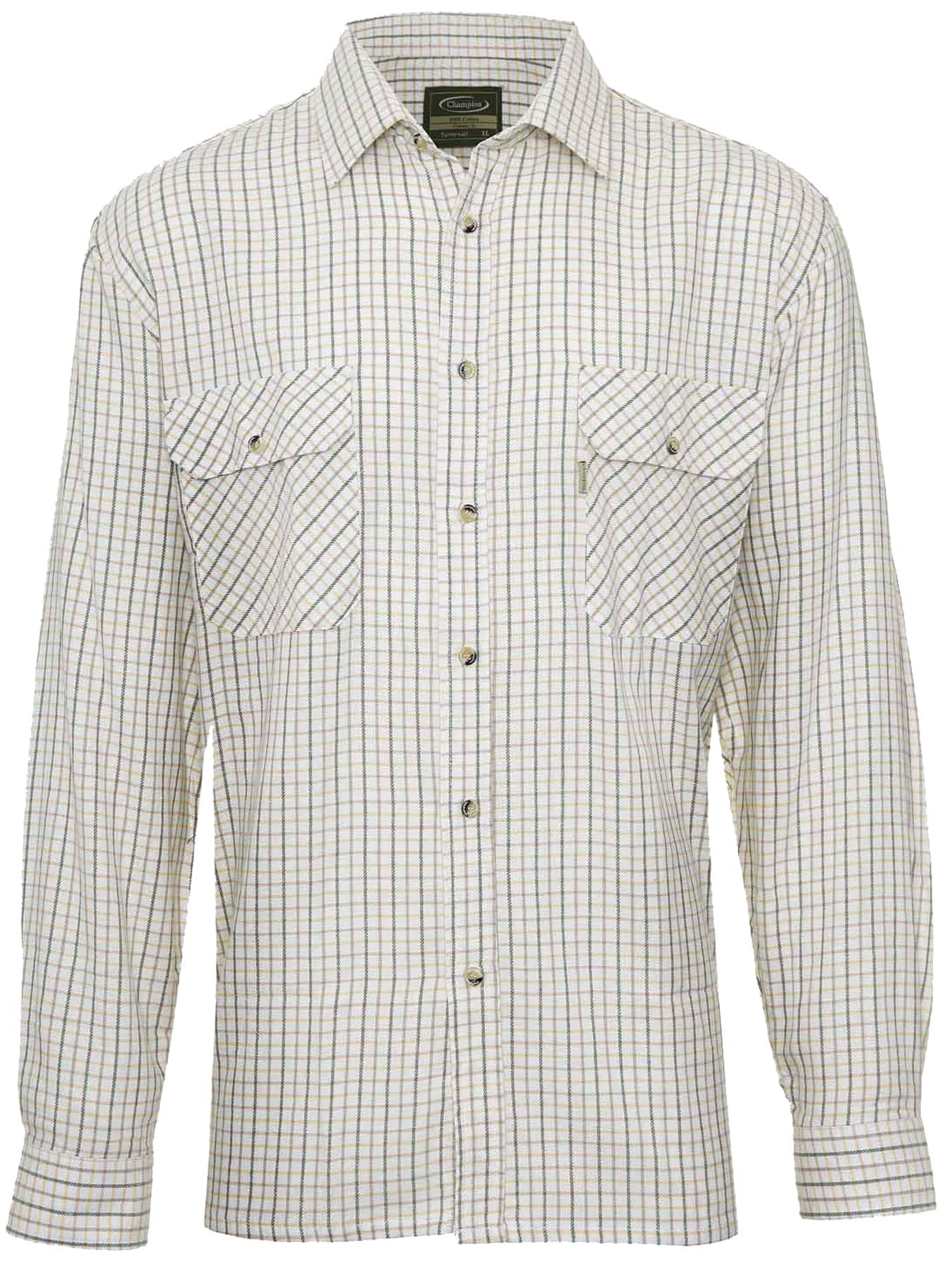 Champion Tattersall Country Casual Style Shirt (UK, Alpha, 4XL, Regular, Regular, Green)