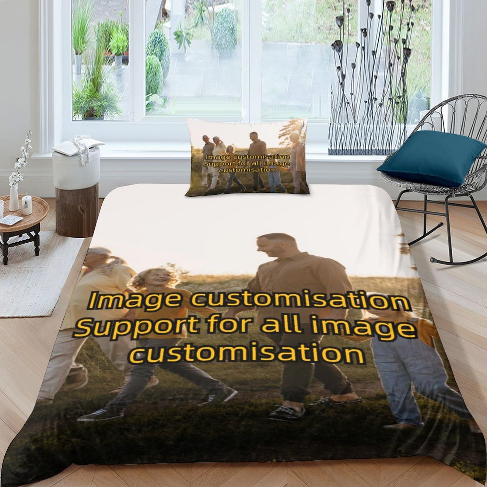 Parure de lit 100% microfibre personnalisée avec photo de famille et taies d'oreiller 3D