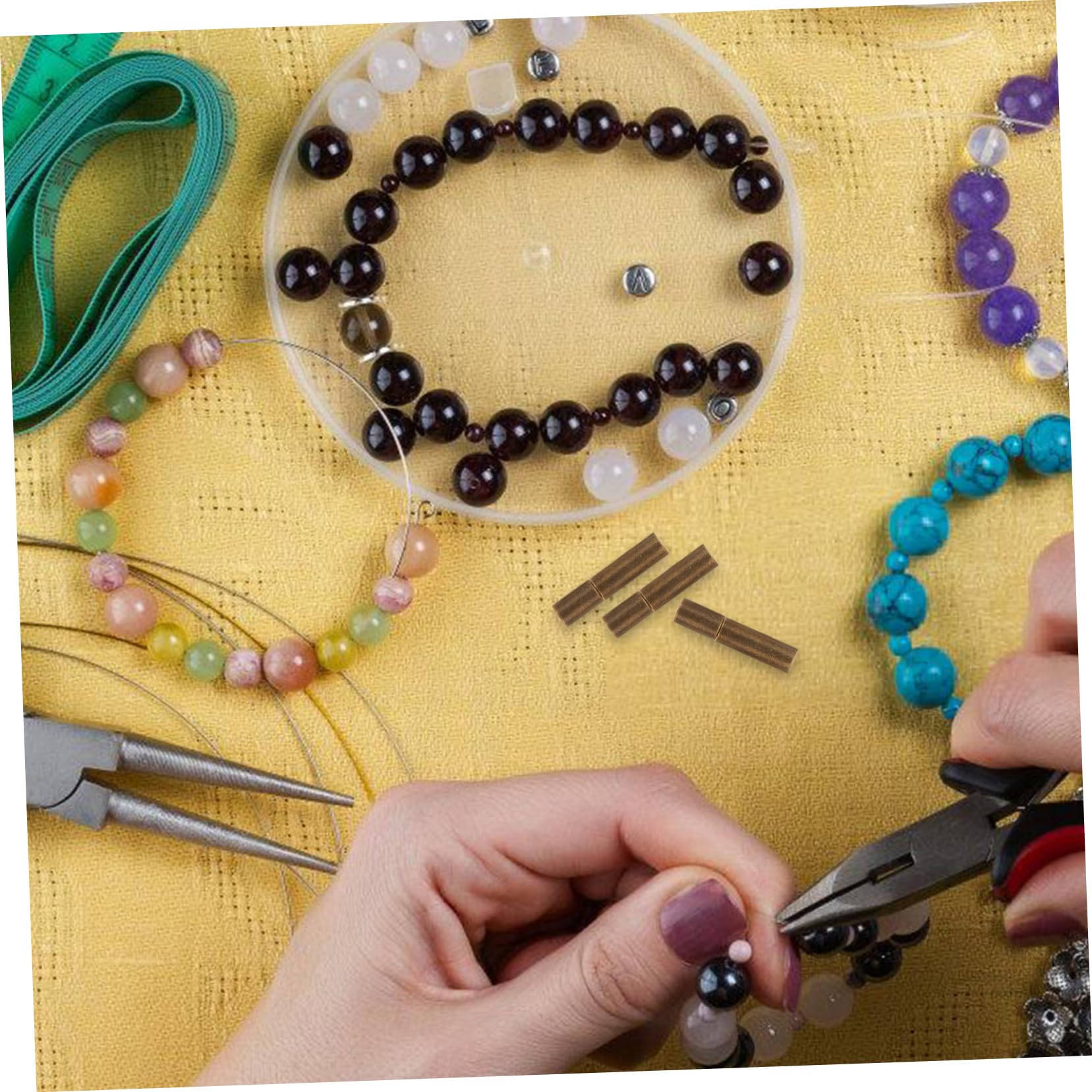 VILLCASE Bracelet End Caps 20pcs End Caps Locking Metal for Jewelry Vintage Style Easy Install