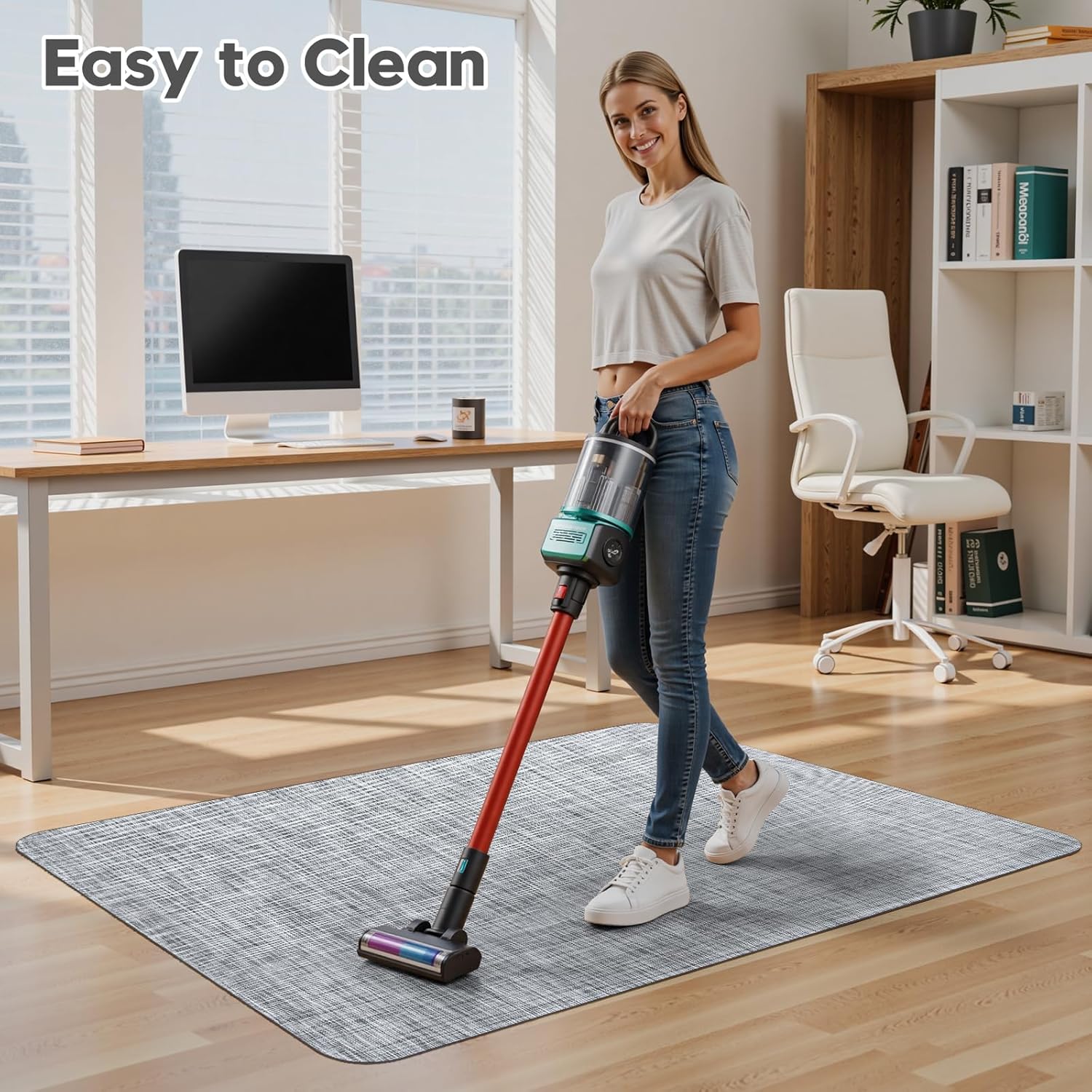 Sycoodeal Office Chair Mat for Hardwood & Tile Floor,Computer Gaming Chair Mat for Rolling Chairs Non-Curve, Anti-Slip, Heavy Duty Floor Protector for Home Office,Grey (48" x 60")