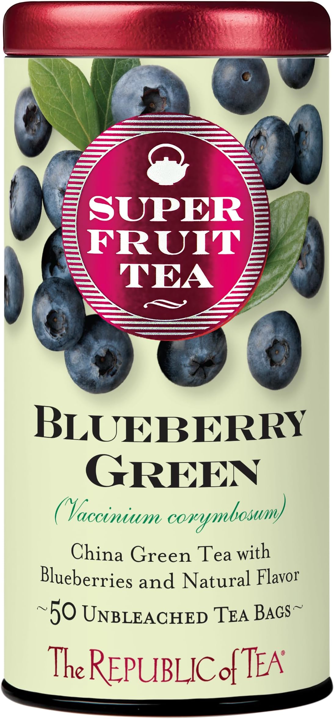 The Republic of Tea Blueberry Green Superfruit Tea, 50 Tea Bag Tin