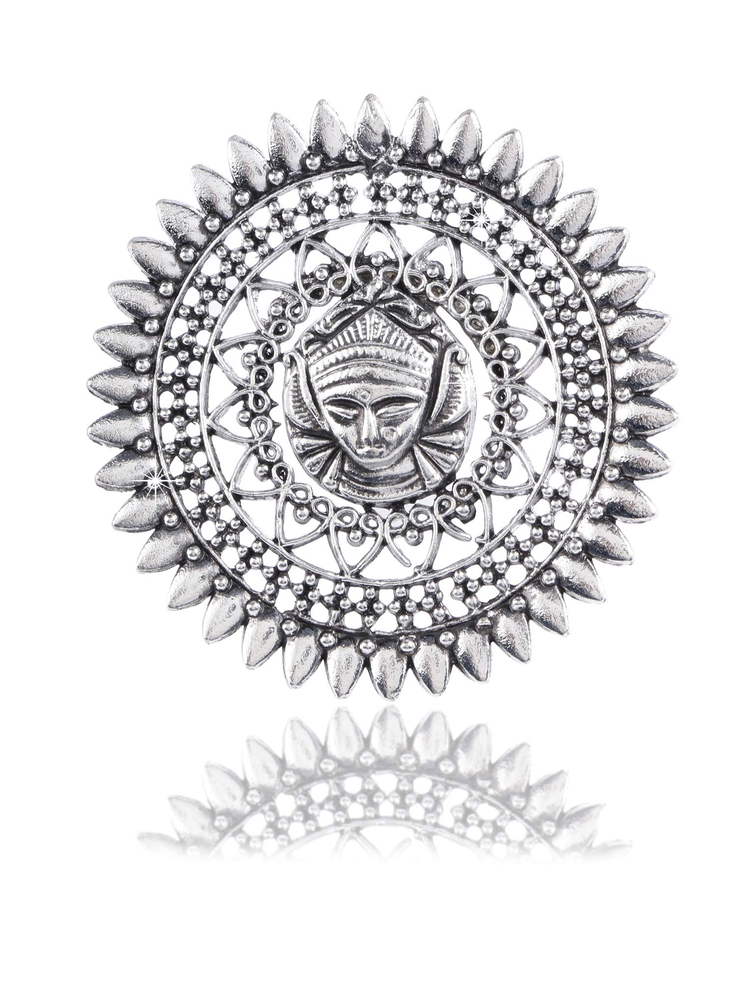 Women's Goddess Durga Ma Pendant Necklace with Earrings & Ring Set